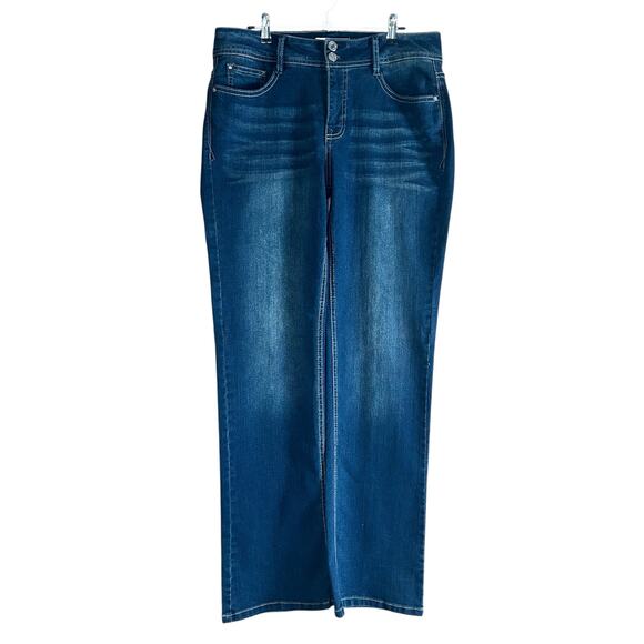 Angels Forever Young Jeans Women Sze 10 Blue Curvy Bootcut Stone Dark Wash Denim - Picture 1 of 12